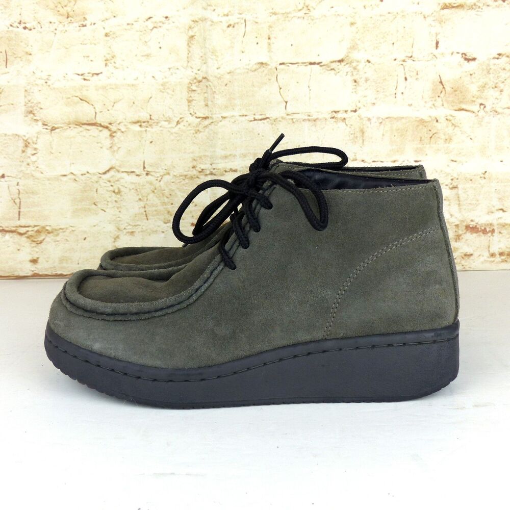 Candies Chukka Boots Women 8 Gray Suede Moc Toe Wallabee Lace Up Casual Y2K VTG - Picture 5 of 11